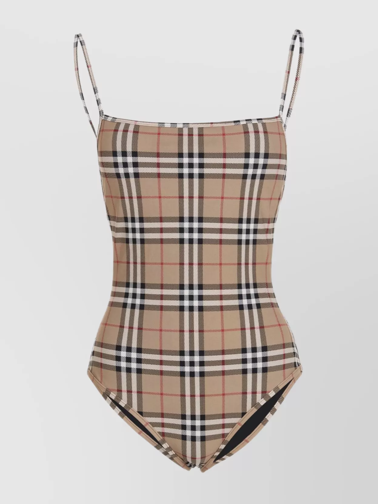 Burberry 'delia' High-cut Checkered Swimsuit With Scoop Back In Gold