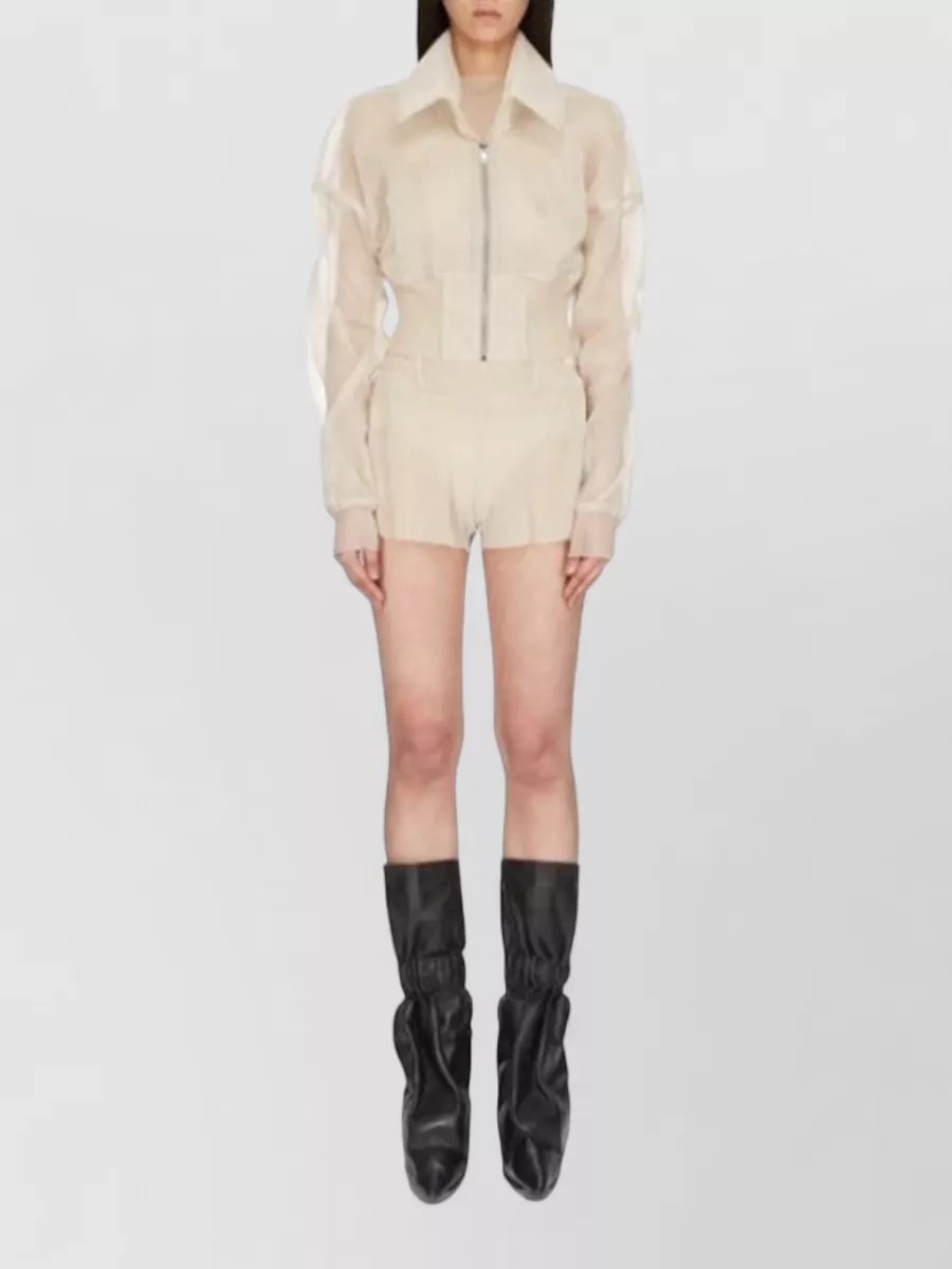 Rick Owens Sheer Cropped Bomber Jacket