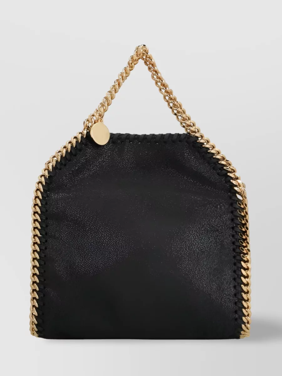 Shop Stella Mccartney Falabella Tiny Chain-link Tote Bag In Black