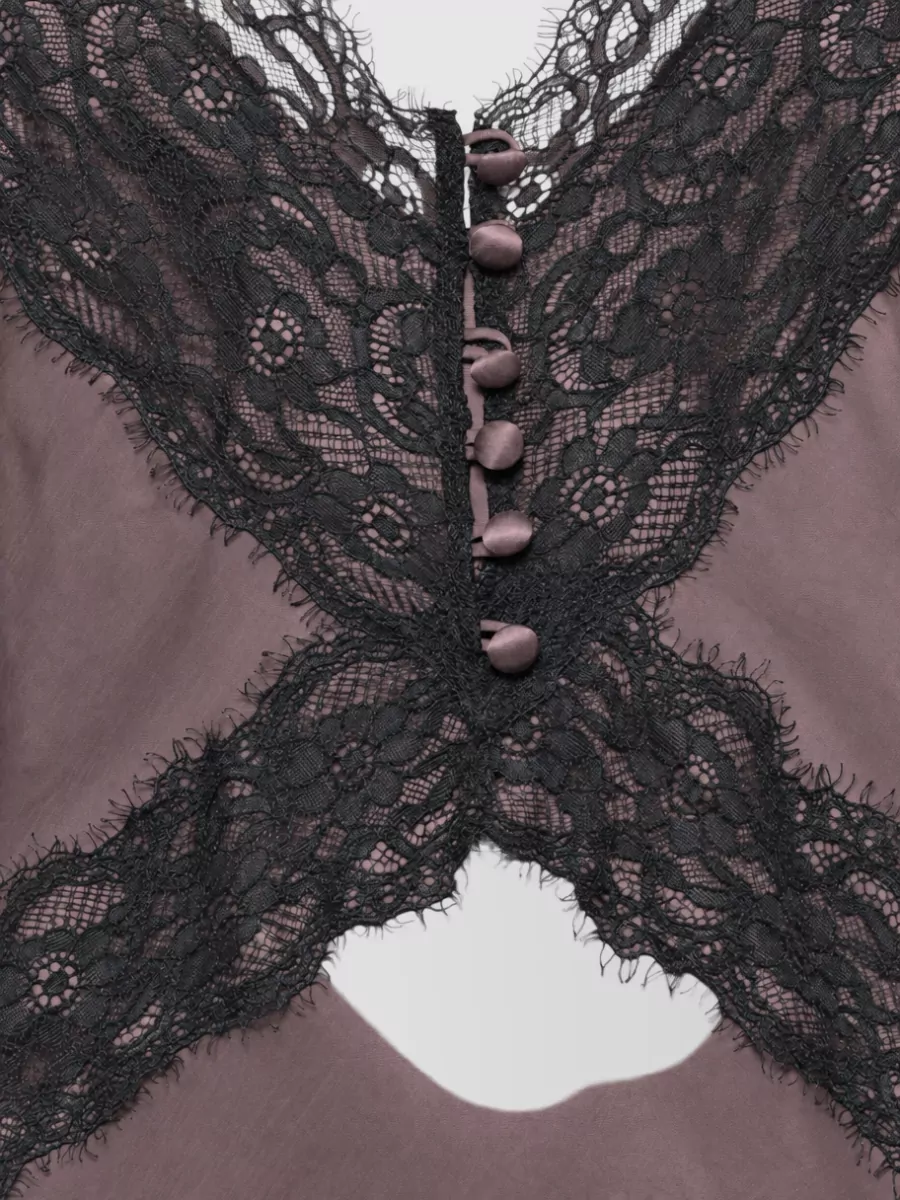 The Andamane Cupro V-Neck Lace-Trim Knee-Length Nightdress