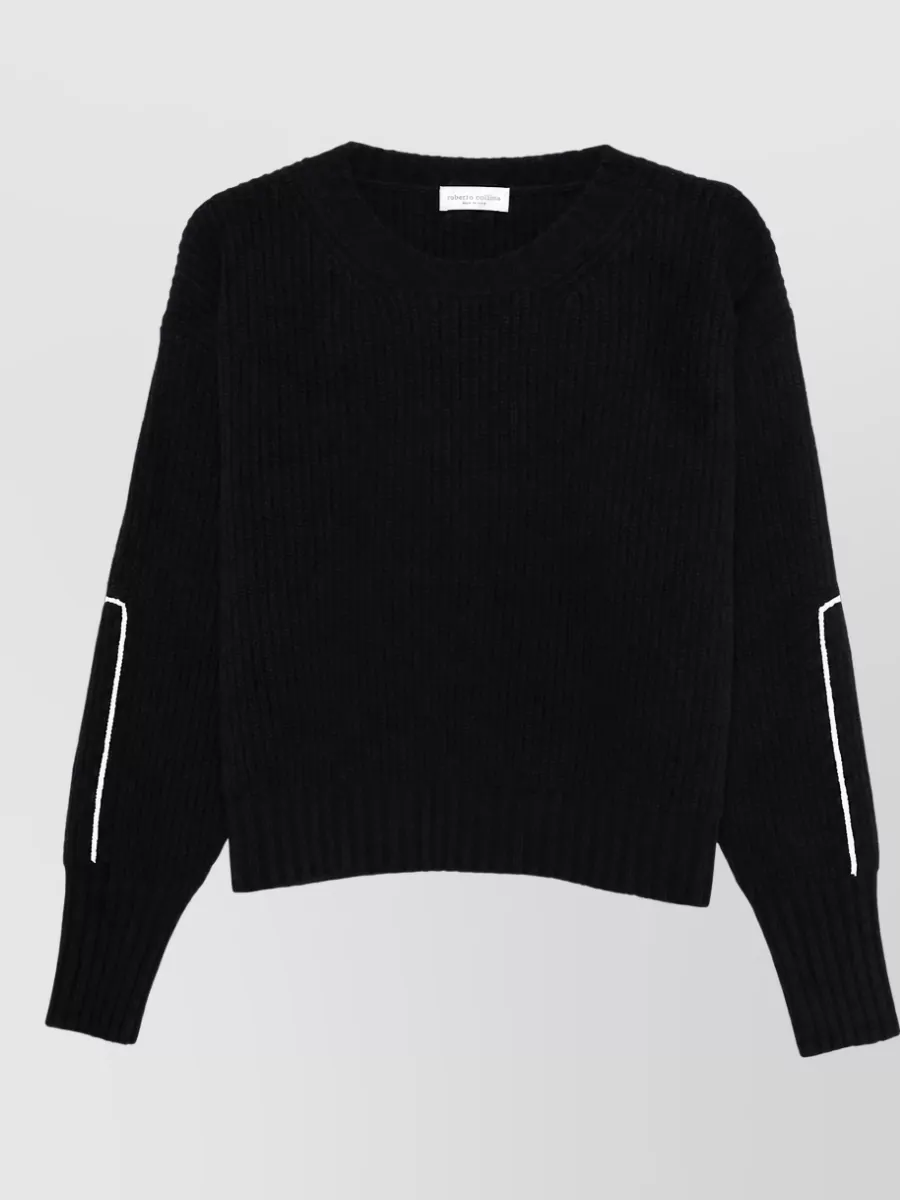 Roberto Collina ribbed merino wool embroidered crewneck sweater