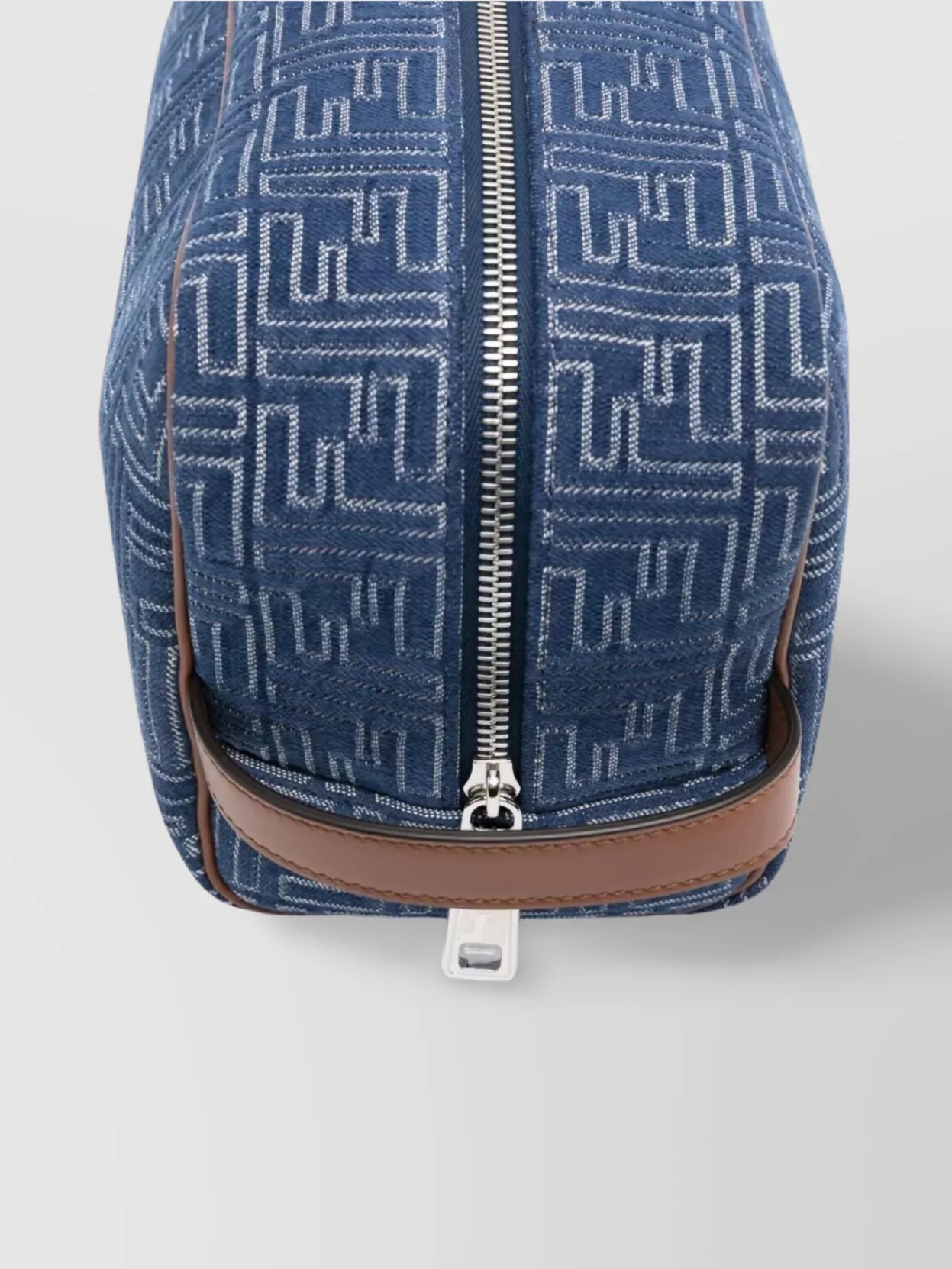 Fendi Medium Toiletry Case In Denim-Effect Ff Jacquard