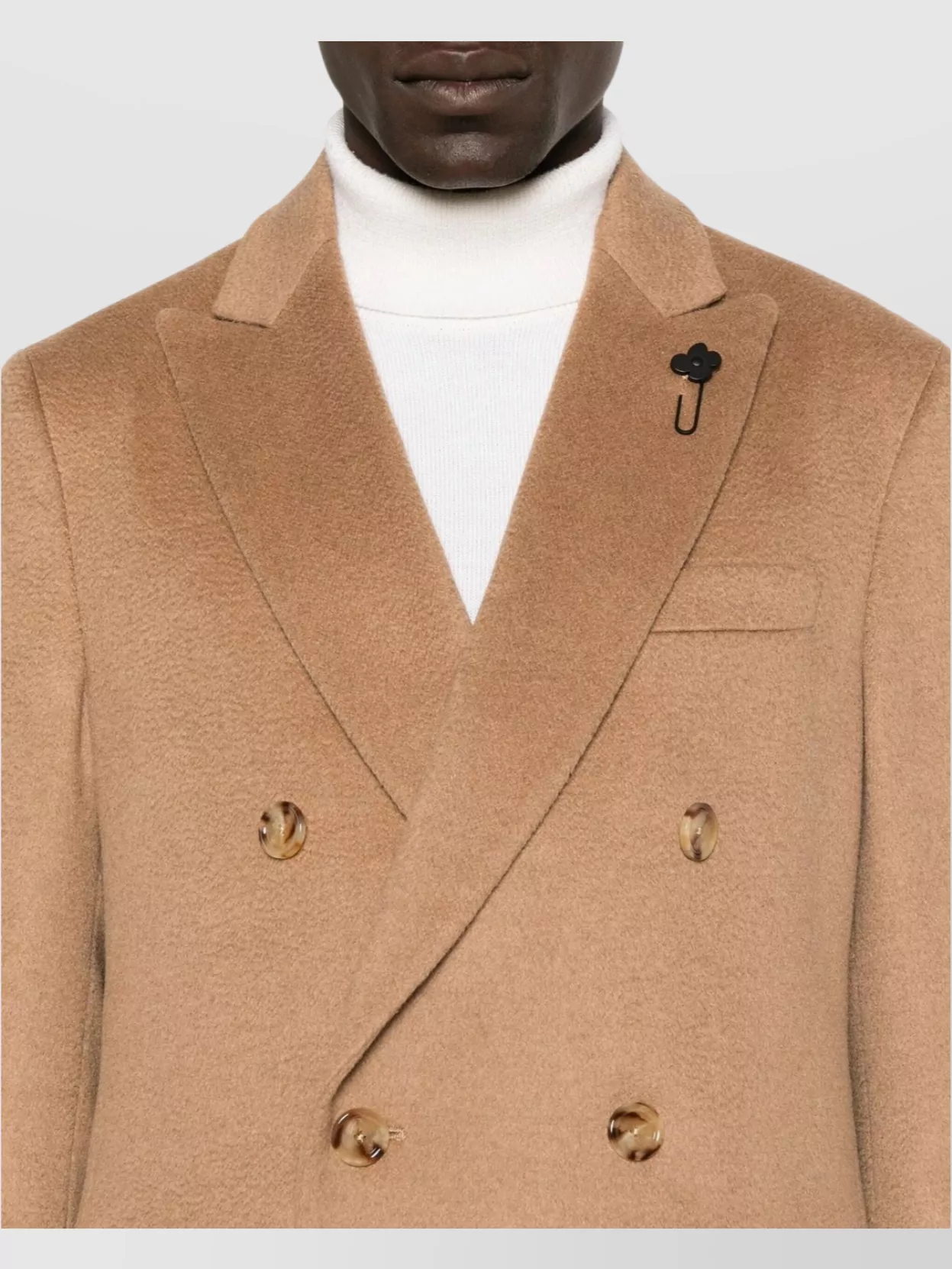 Lardini Double-Breasted Long Coat Featuring Pockets
