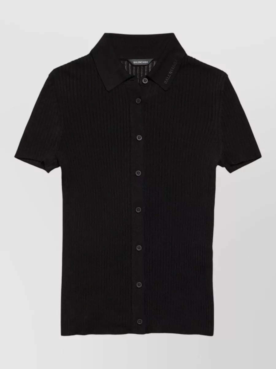 Balenciaga Ribbed short-sleeve knit top