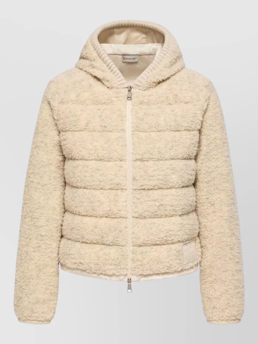 Moncler teddy fleece quilted hooded jacket