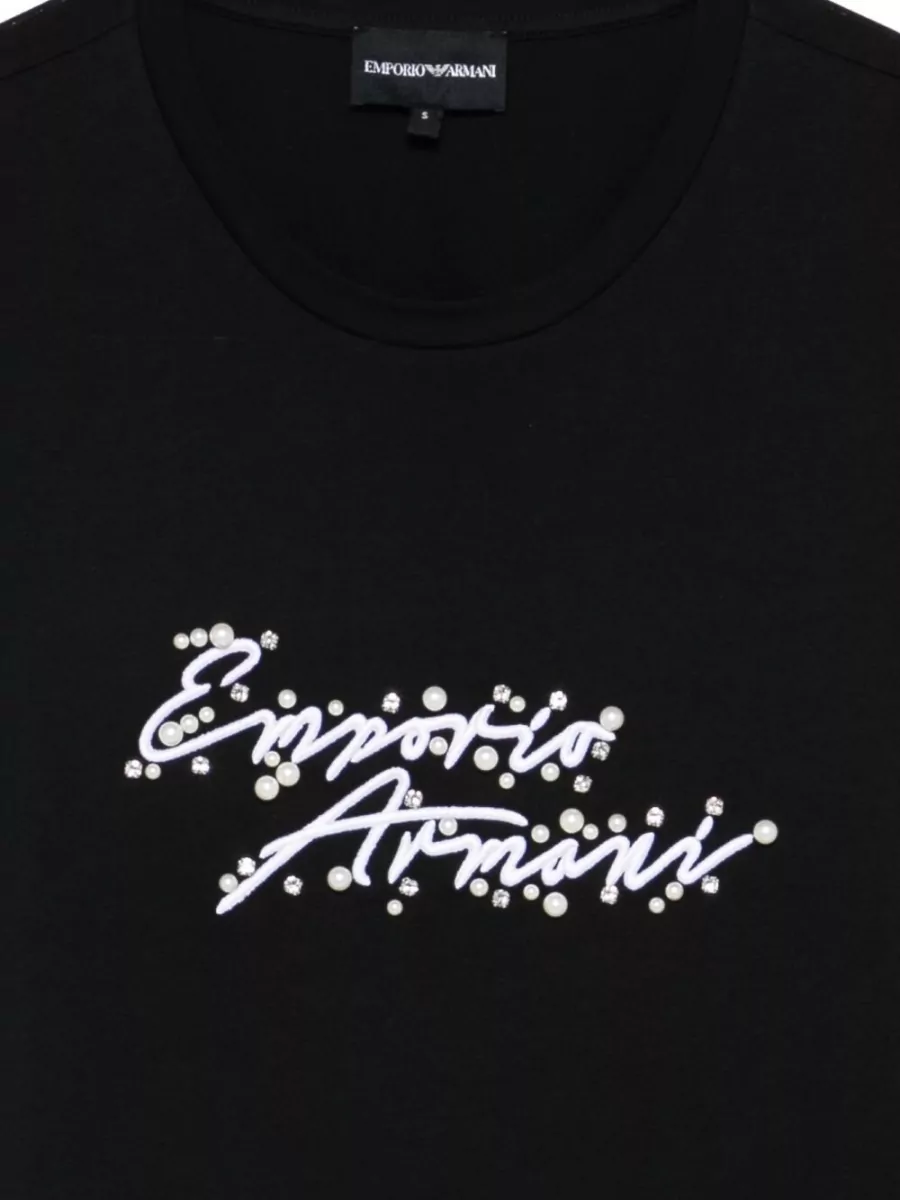 Emporio Armani Cotton T Shirt Logo Detail Round Neck