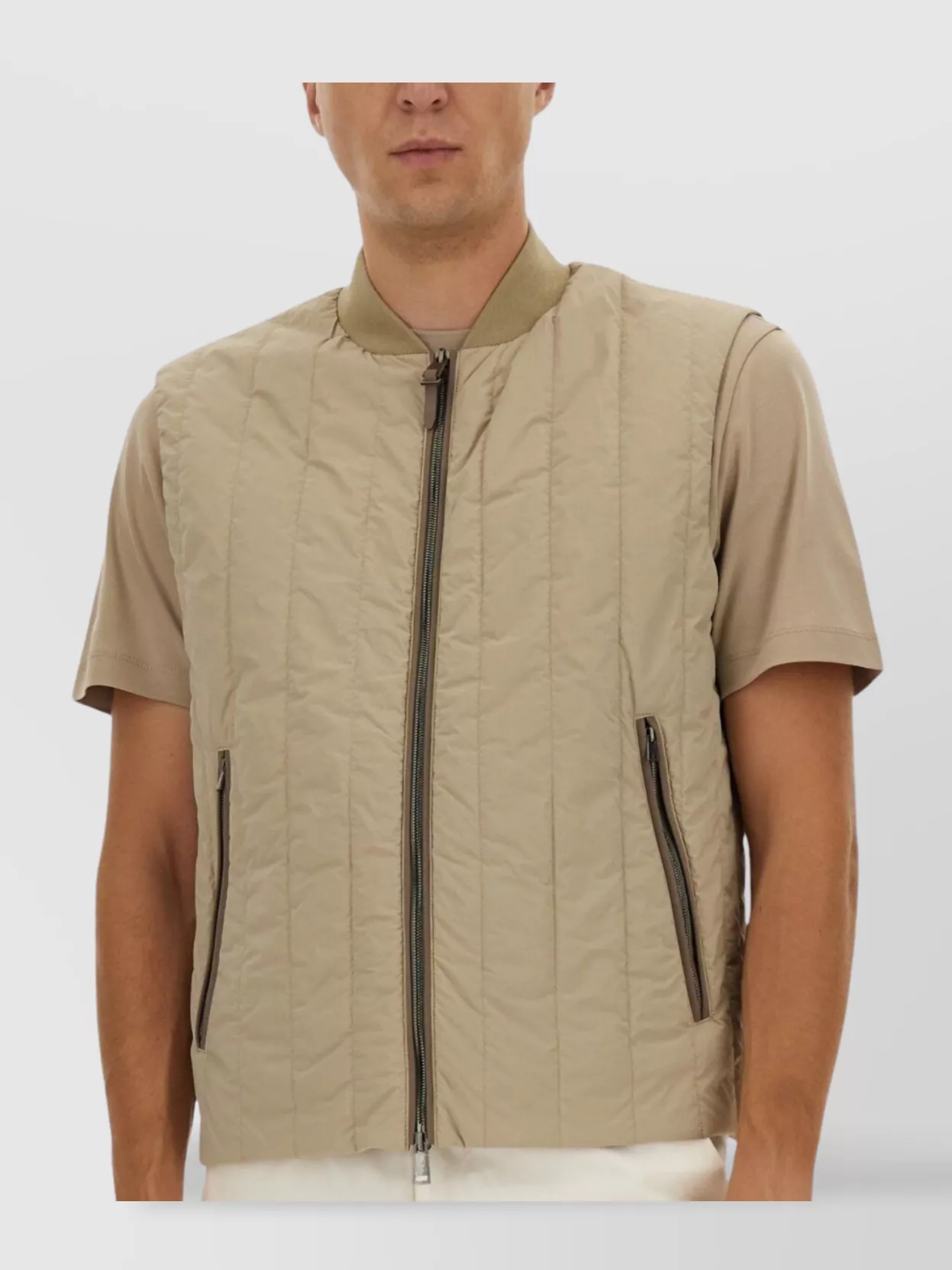 Boss Quilted Collar Vest Side Pockets