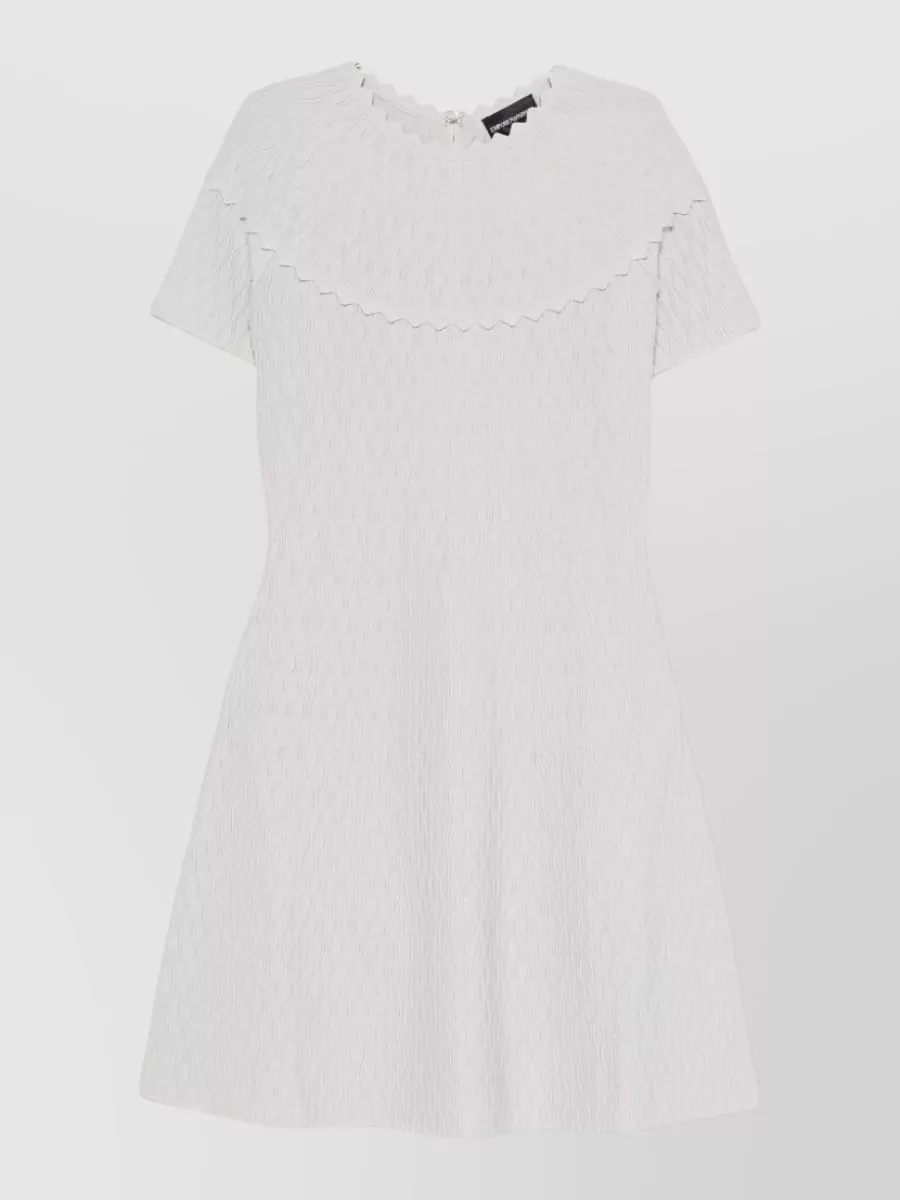 Emporio Armani textured scalloped-trim a-line mini dress