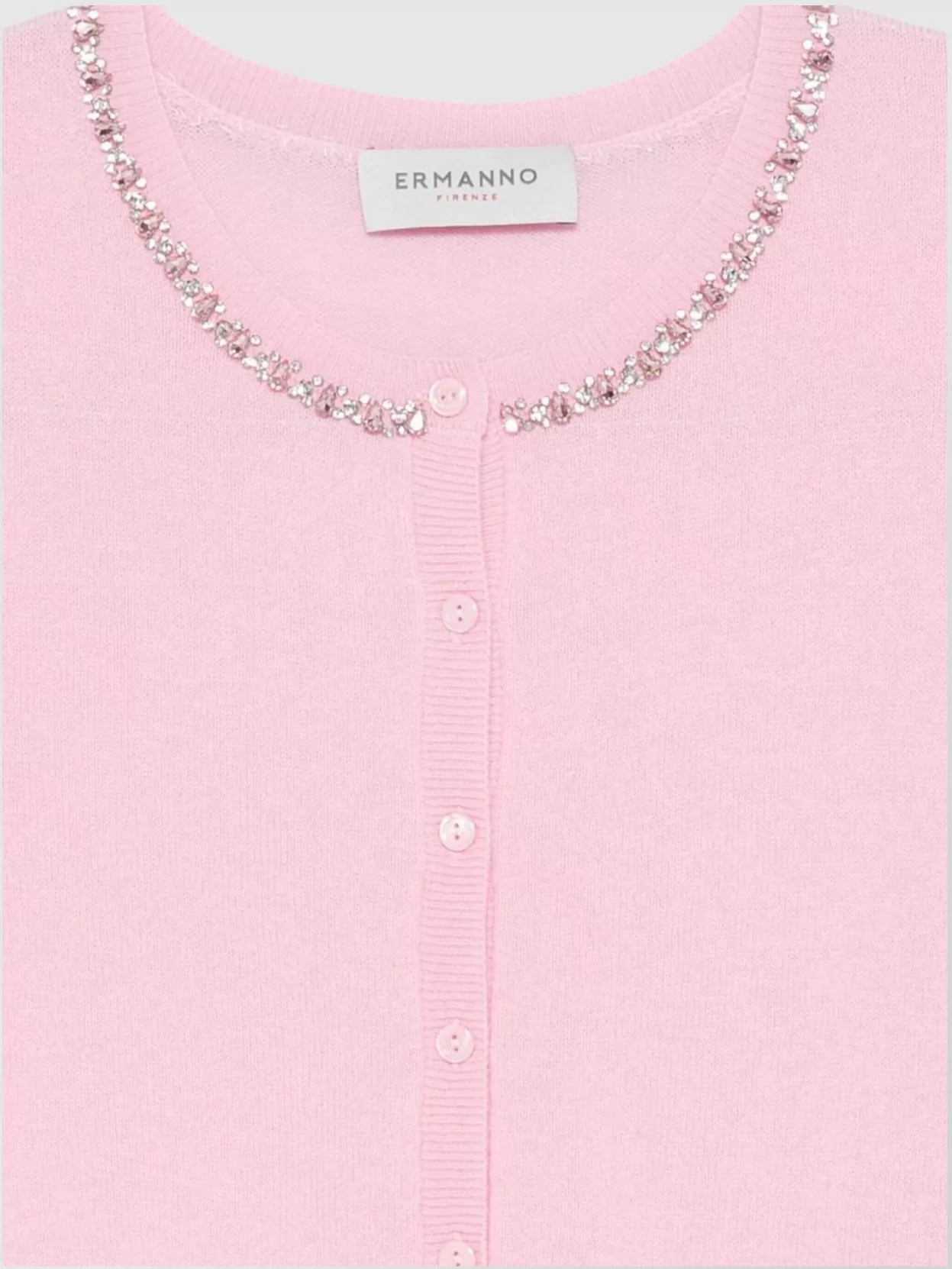 Ermanno Firenze Long Sleeve Cardigan Embellished Neckline