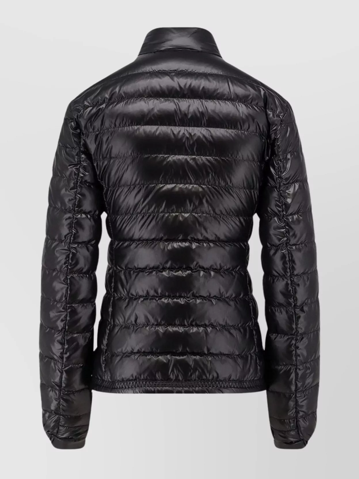 Moncler Nylon Down Jacket High Collar In Brown