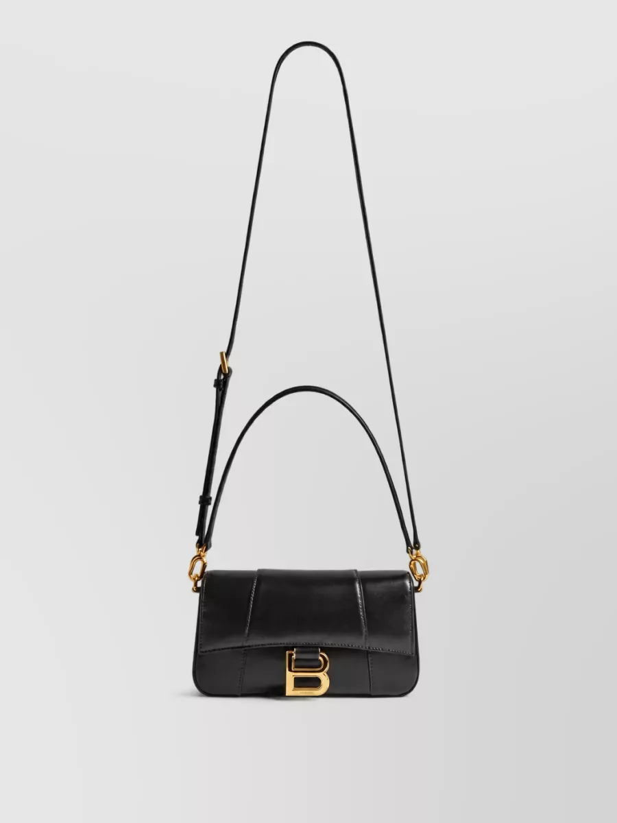 Balenciaga Hourglass Small Leather Clutch Bag