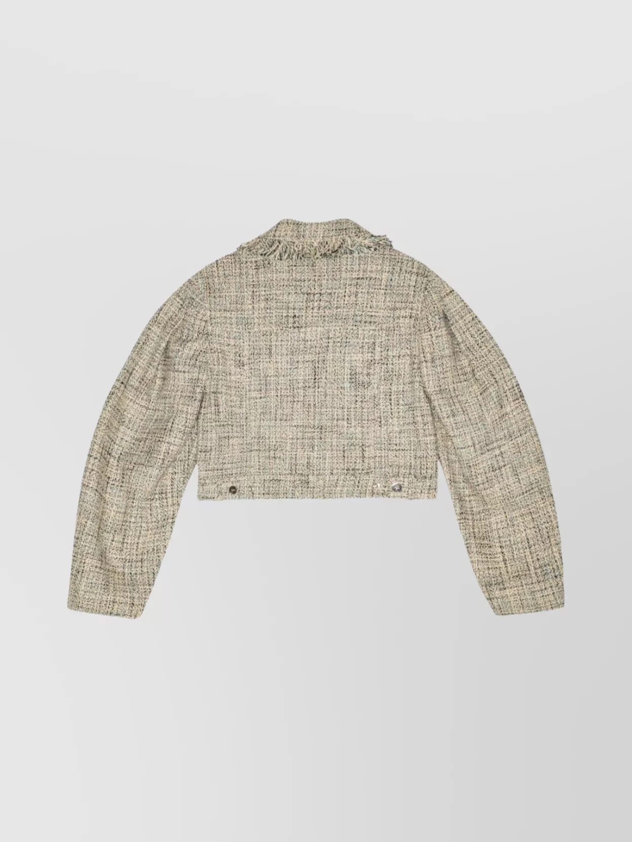 Ganni Tweed Jacket Short Fringe Detailing