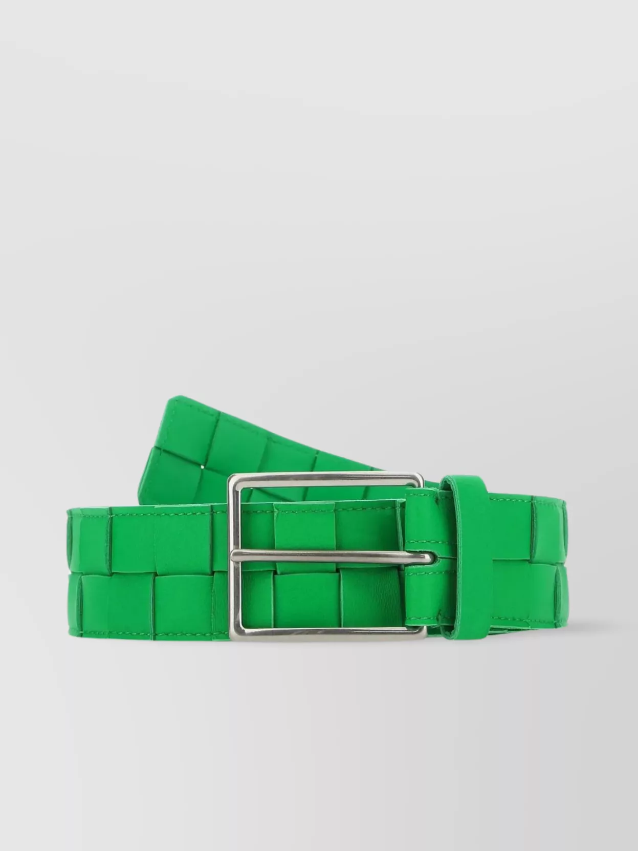 Shop Bottega Veneta Woven Calf Leather Belt With Intrecciato Motif In Green