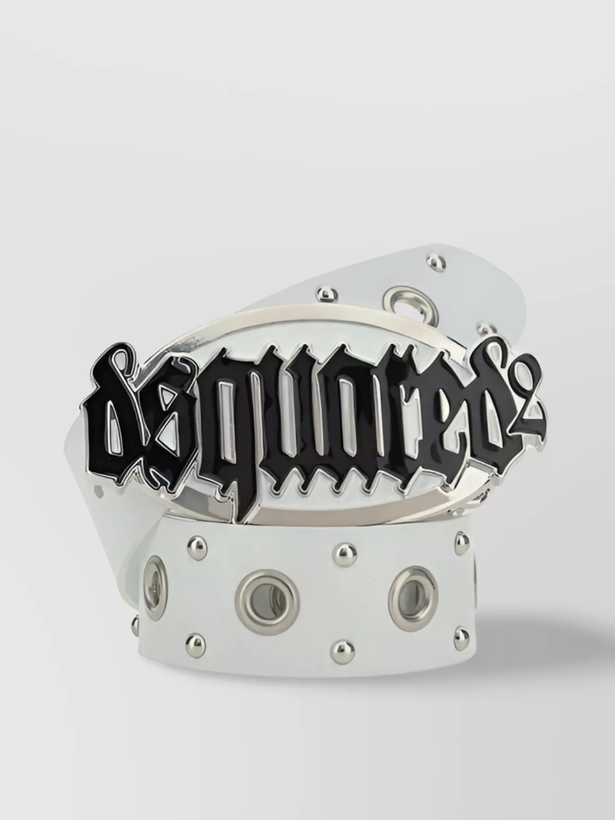 Dsquared2 Smooth Leather Belt With Perforated Cut-out Effect In Metallic