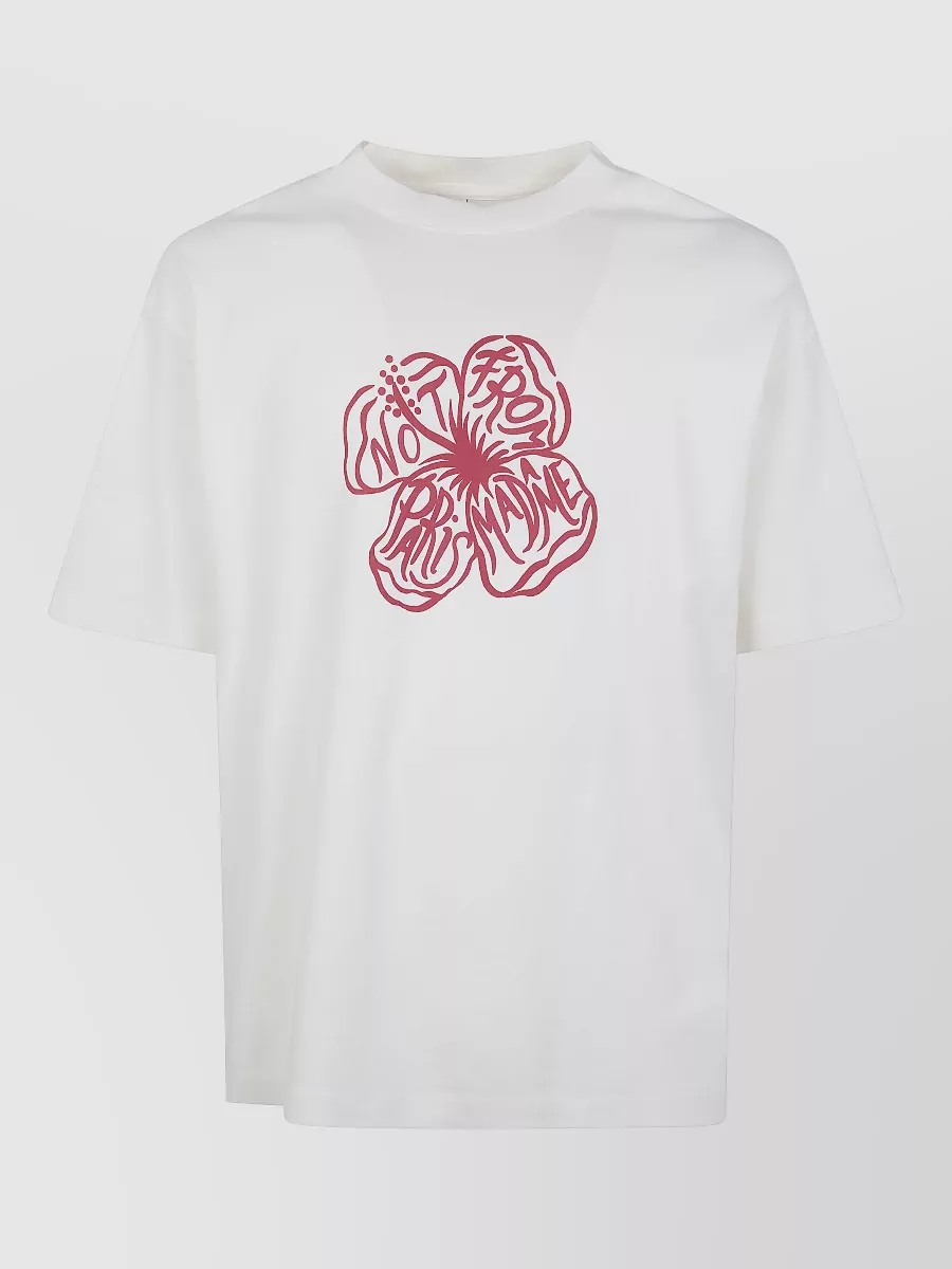 Drôle De Monsieur Hibiscus Slogan Relaxed Graphic Print T-Shirt