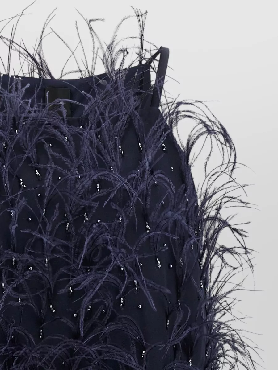Pinko Feather-Embellished Sleeveless Mini Dress
