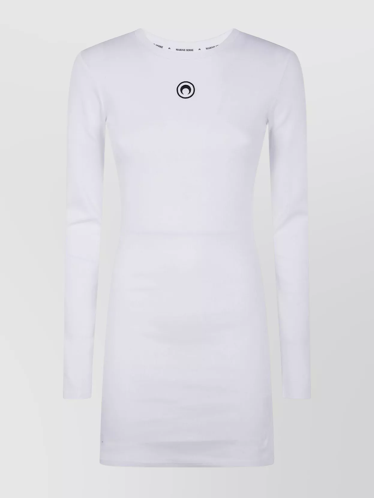 Marine Serre Ribbed Jersey Mini Dress With Long Sleeves In White