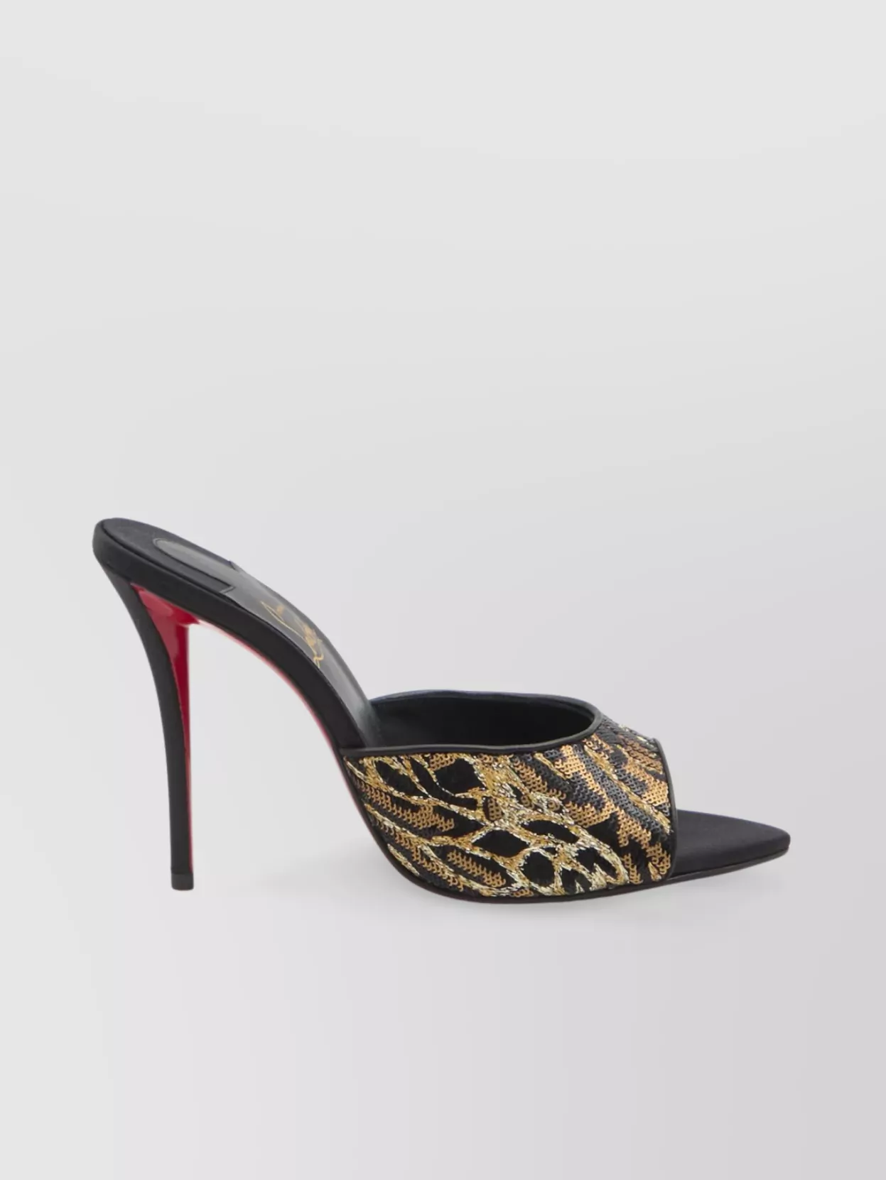 Christian Louboutin Z Mule Ocelot Sequin Embroidered Sandals In Black