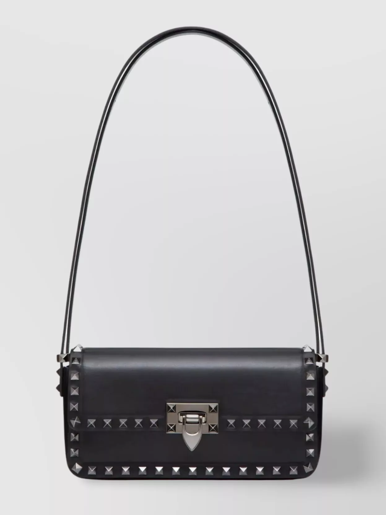 Shop Valentino Studded Chain Strap Bag In Grey