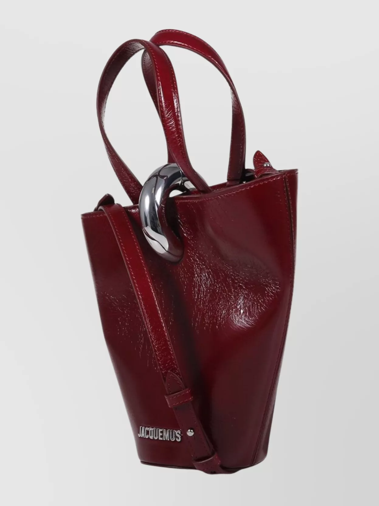 Jacquemus Structured Tote Bag With Top Handle And Strap In Burgundy