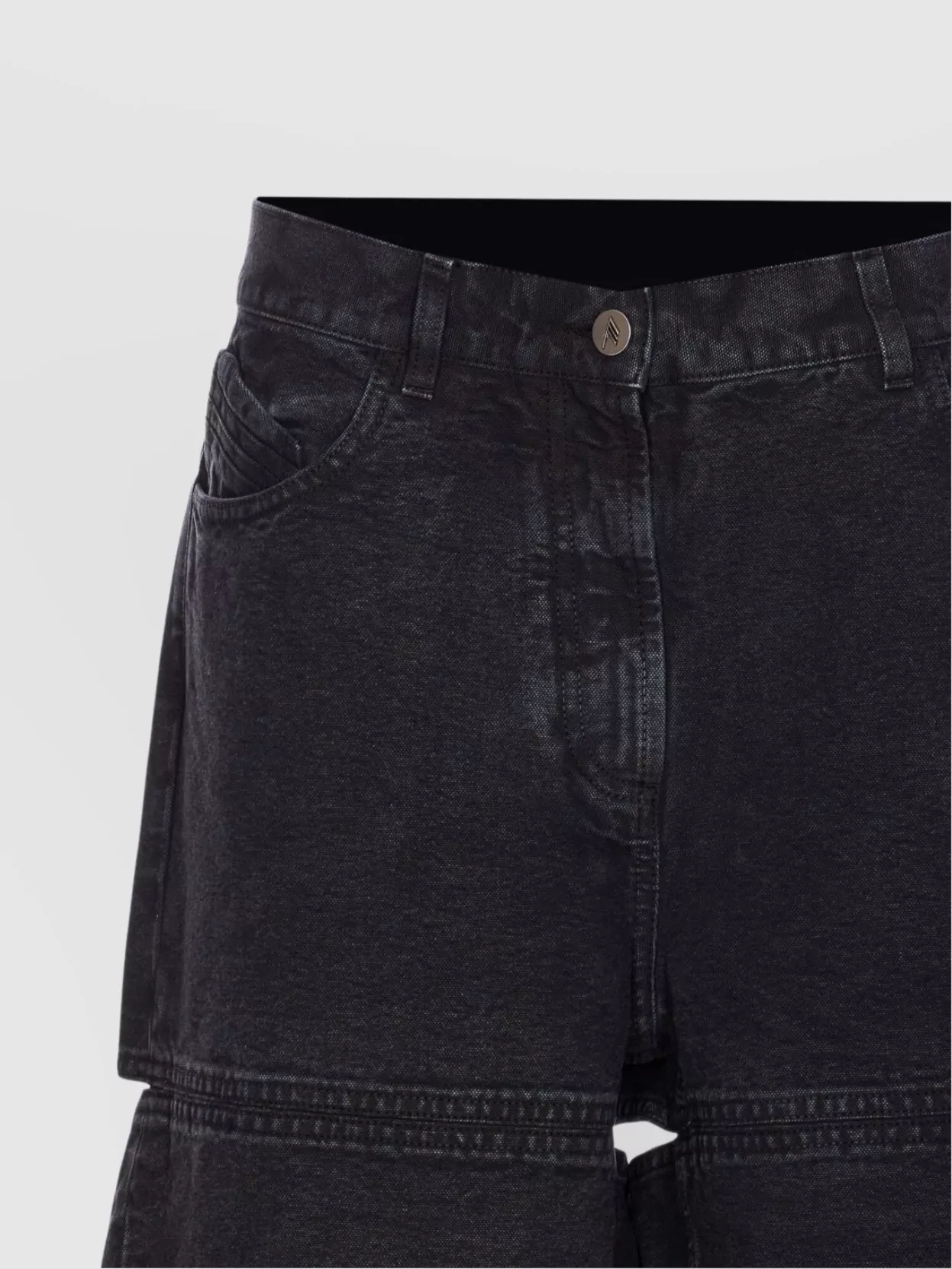 The Attico Wide-Leg Denim Trousers With Cut Out Detail