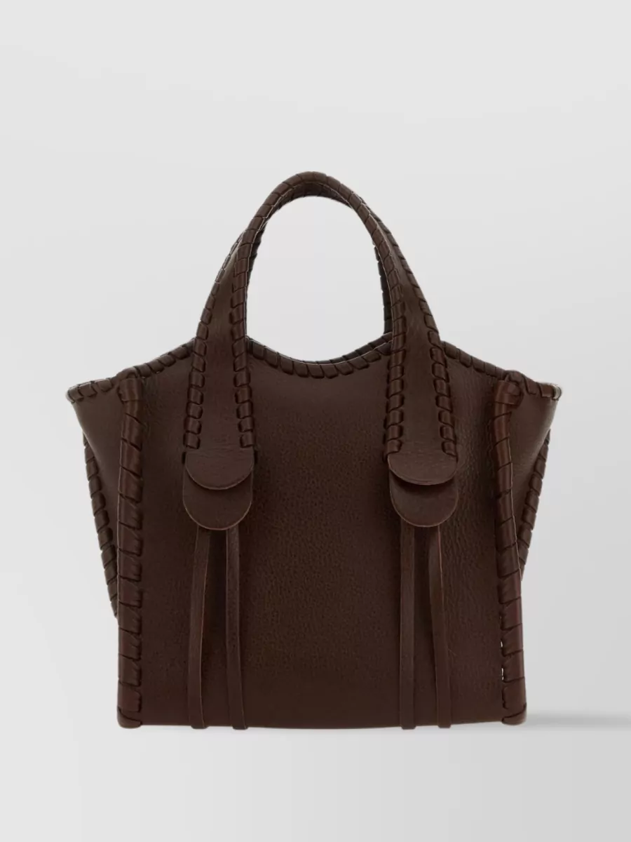 Shop Chloé Mony Fringed Leather Tote Bag In Brown