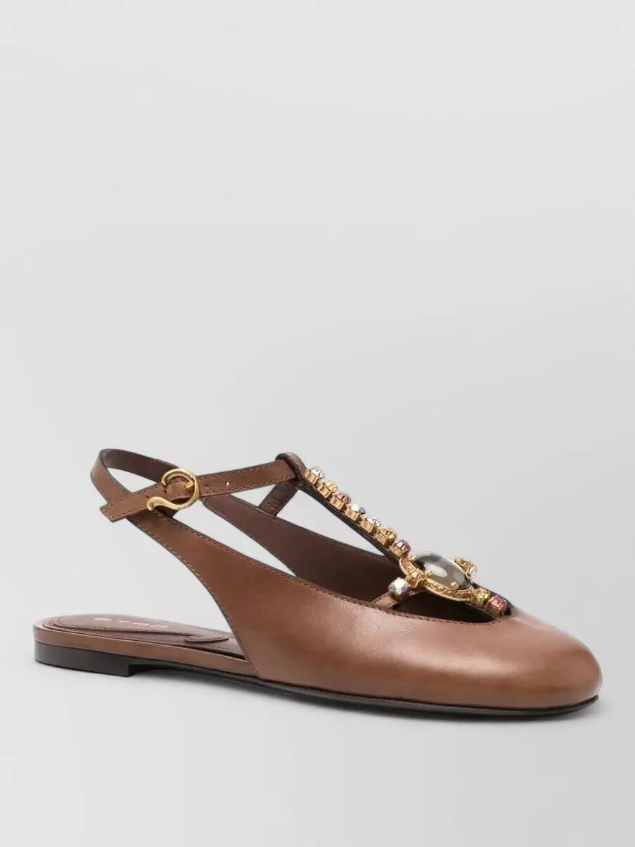 Etro Leather Slingback Ballerina Shoes