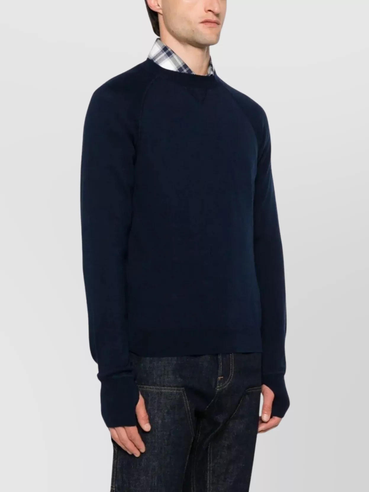 Eleventy Ribbed Crewneck Raglan Sweater With Long Sleeves
