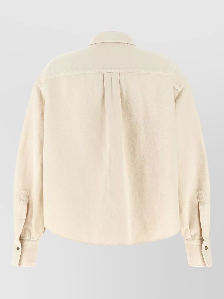 Brunello Cucinelli Cotton Linen Cropped Long-Sleeve Shirt