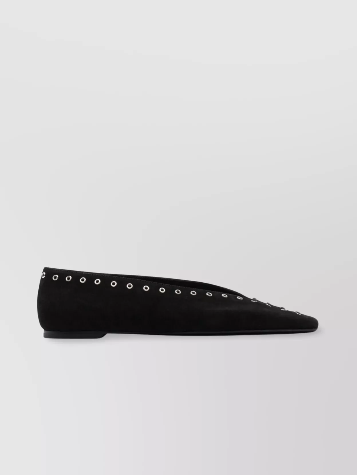 Totême Lace-up Eyelet-embellished Suede Ballet Flats