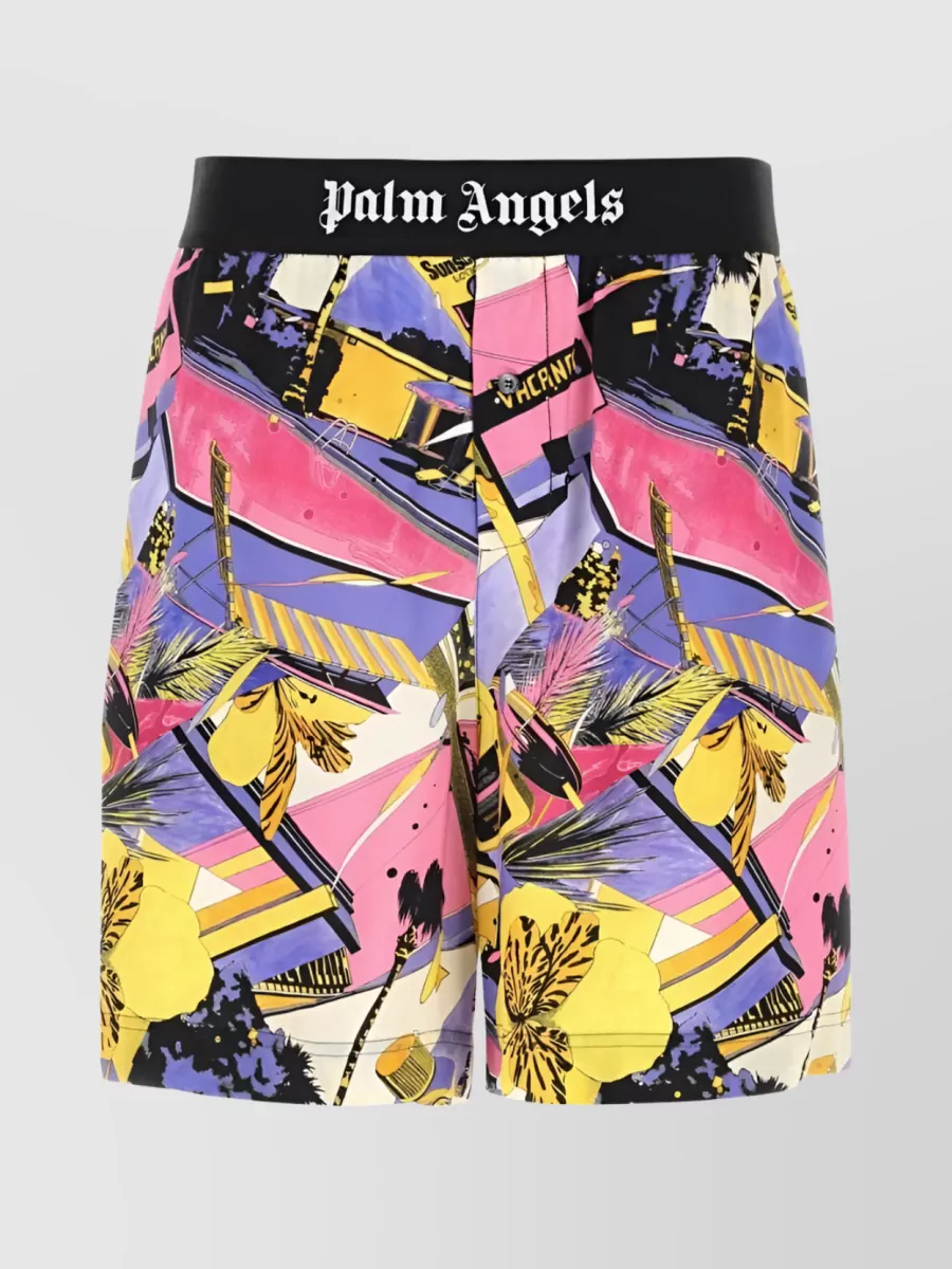 Shop Palm Angels Miami Flower Deck Shorts In Multicoloured