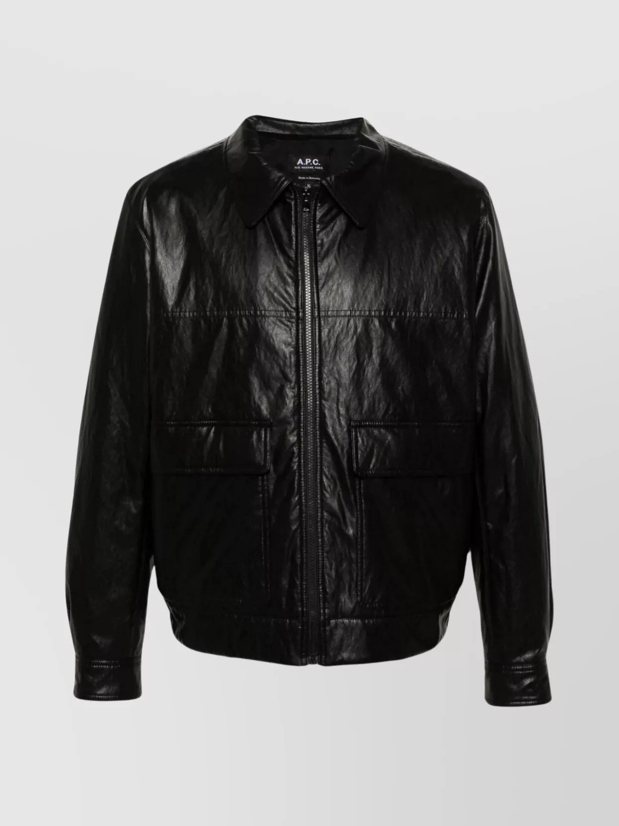 A.p.c. Faux-leather Zip-up Bomber Jacket In Black