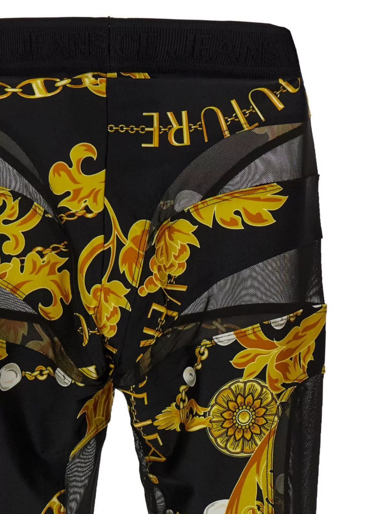 Versace Jeans Couture Leggings With Baroque Print And Mesh Panels