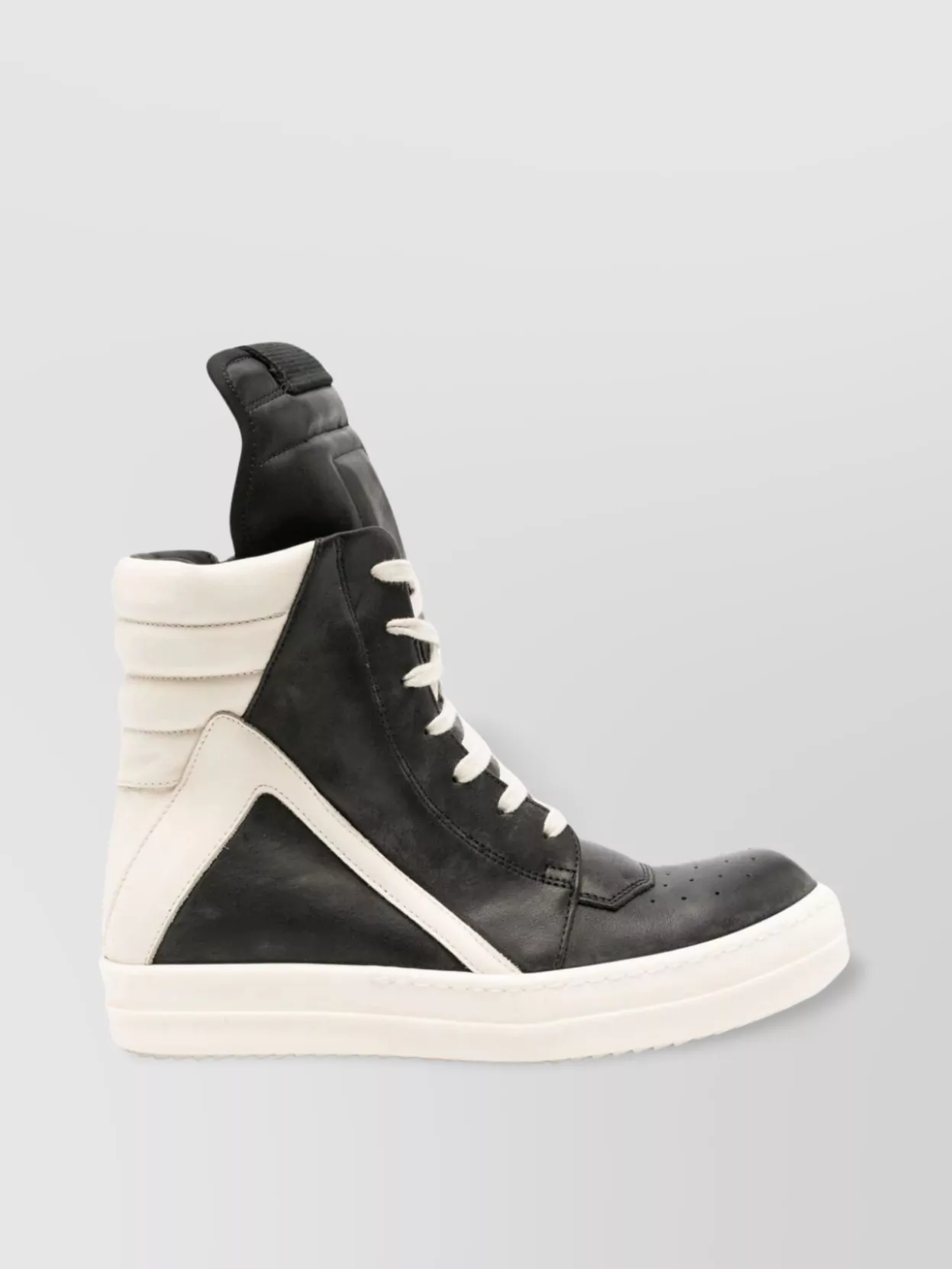 Shop Rick Owens Ankle High Leather Sneakers In Grey