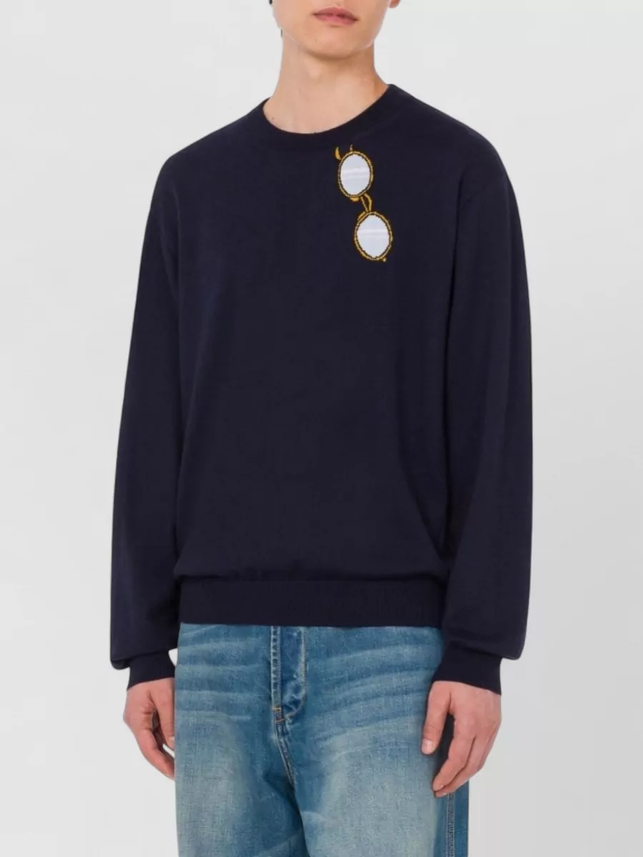 Moschino Crew Neck Silk Blend Knit Sweater