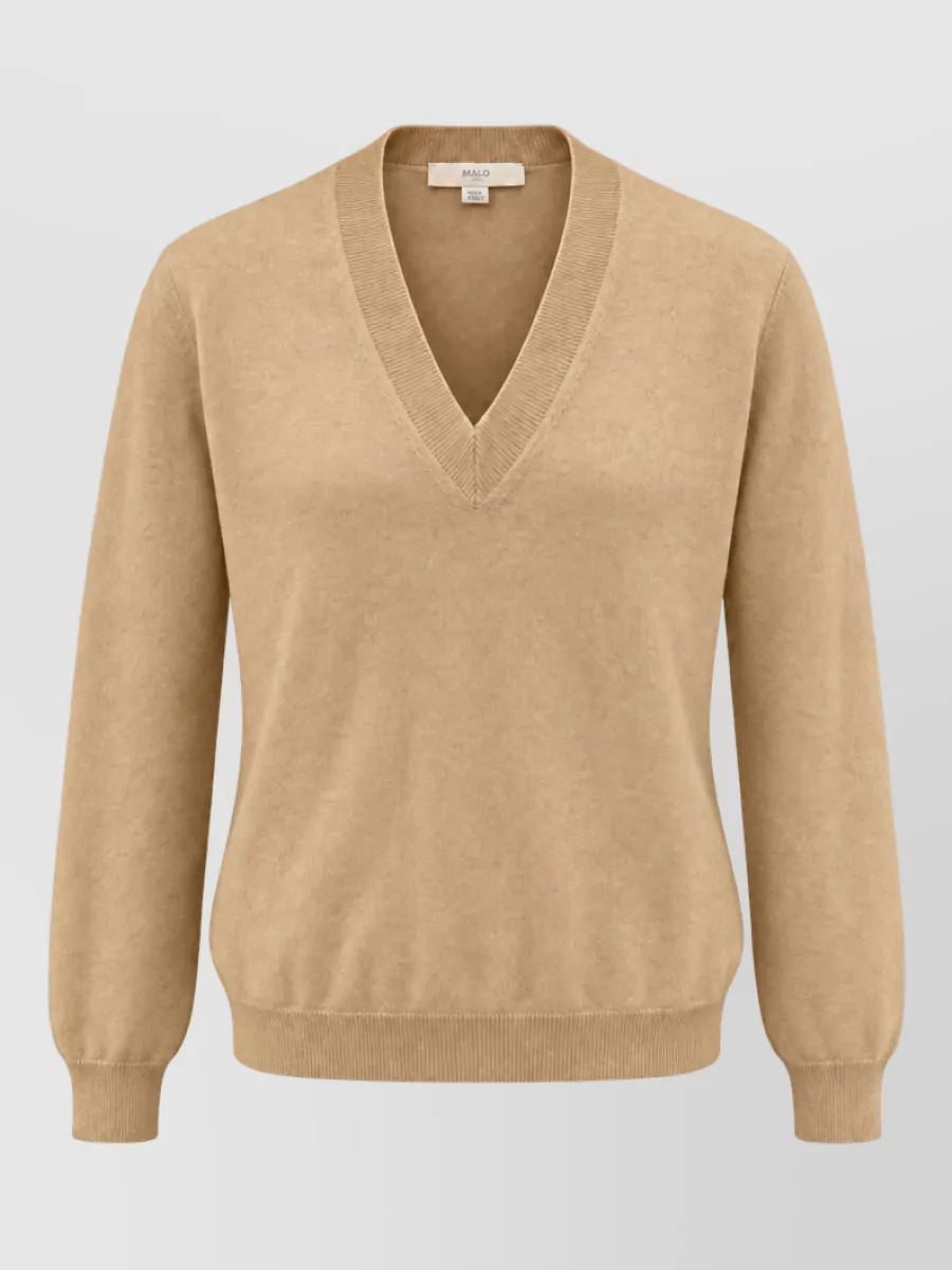 Malo cashmere ribbed v-neck sweater