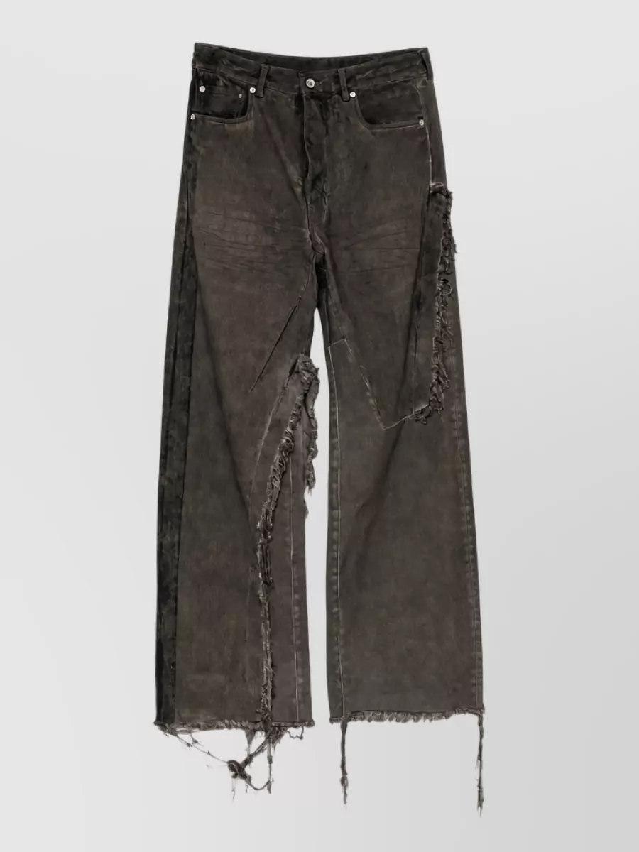 Rick Owens Drkshdw denim distressed wide-leg jeans