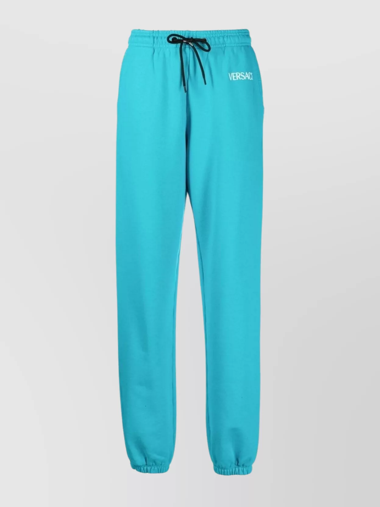Shop Versace Ankle Elastic Waistband Track Pants In Cyan