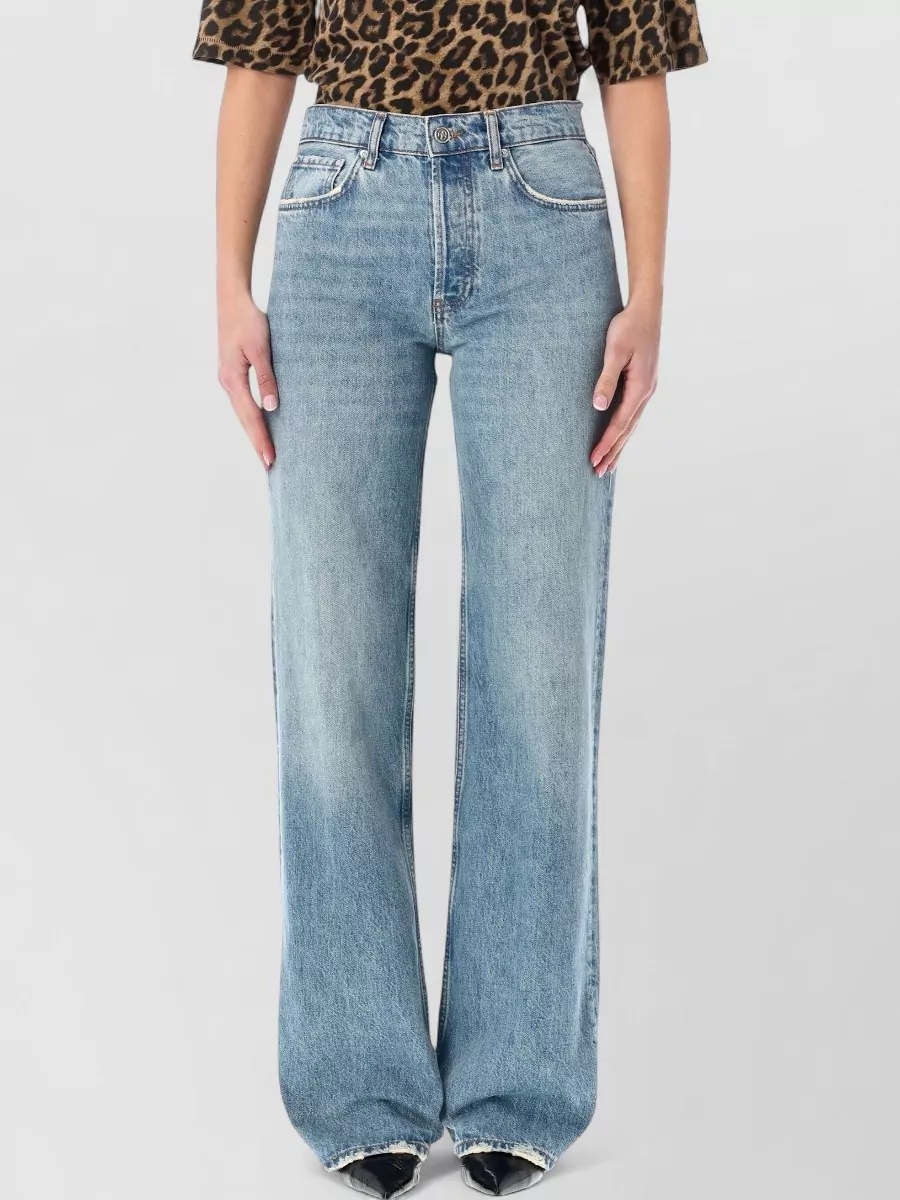 Anine Bing Faded Wash Five-pocket Denim Trousers In Blue