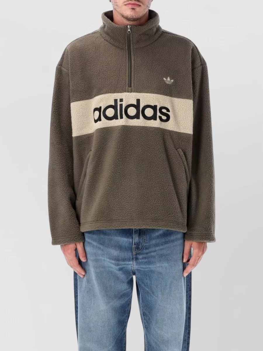 Adidas Originals fleece relaxed-fit half-zip sweatshirt