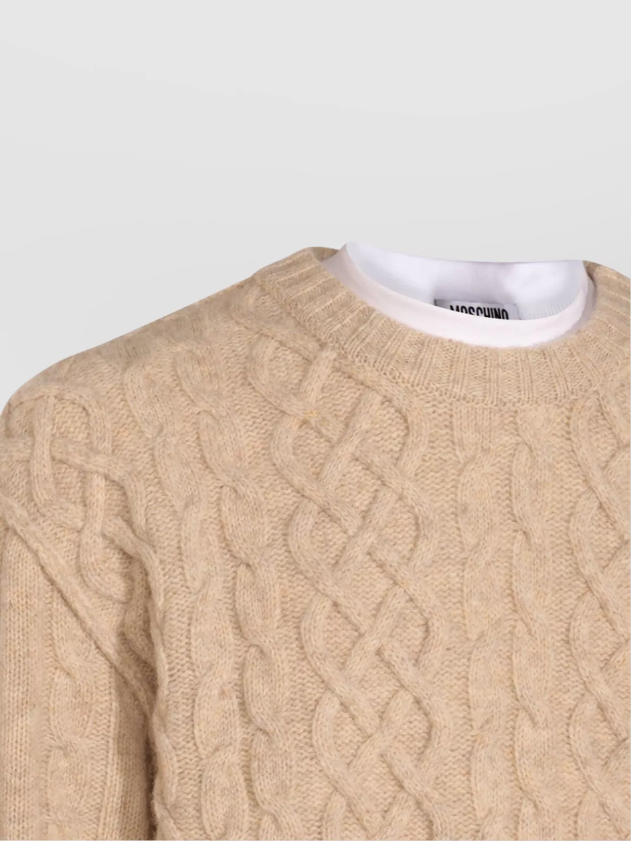 Moschino Cable Knit Crewneck Sweater