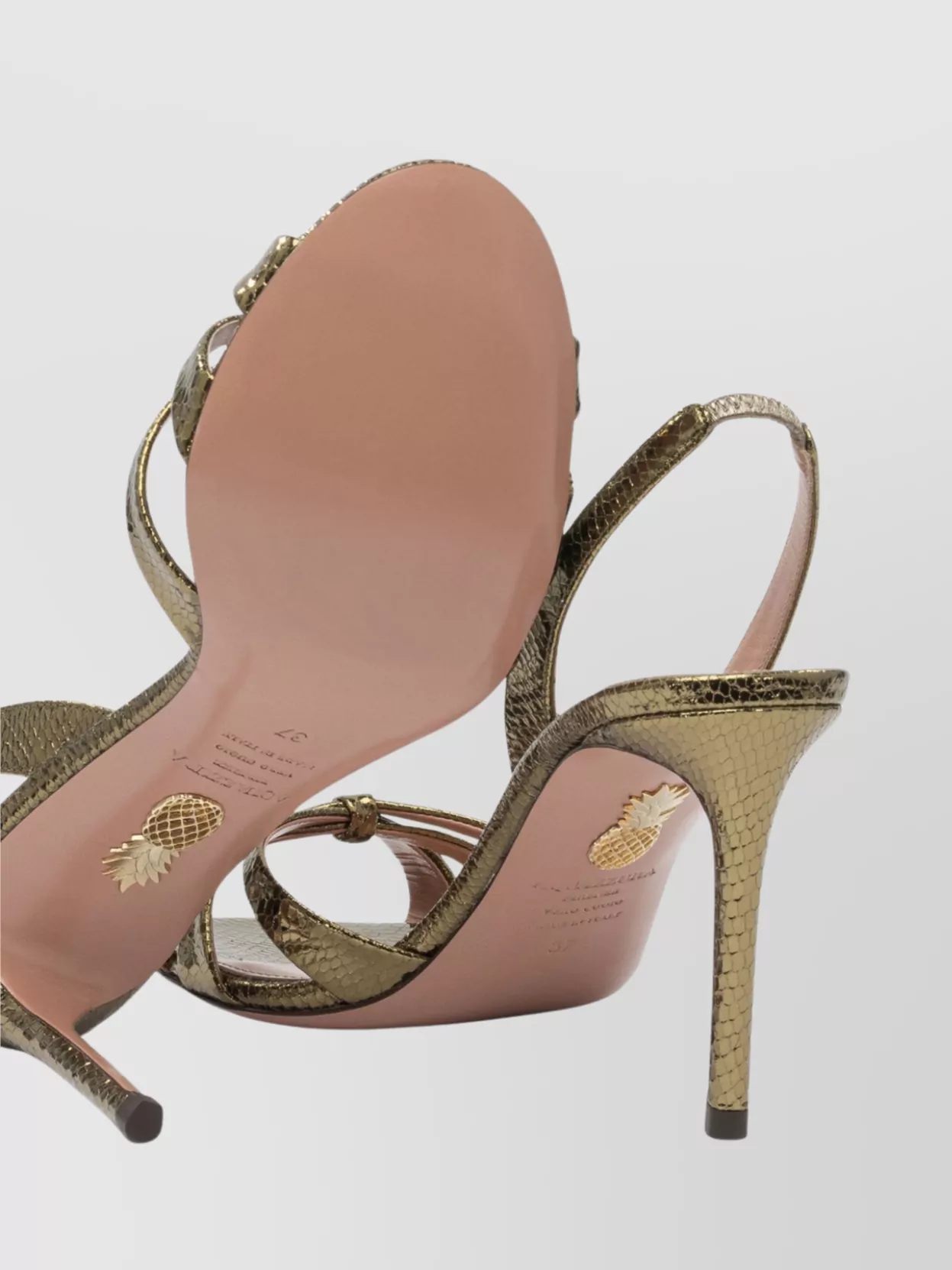 Aquazzura Metallic Open Toe Sandals With Textured Design