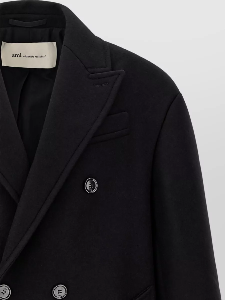 Ami Paris Virgin Wool Long Double Breasted Coat