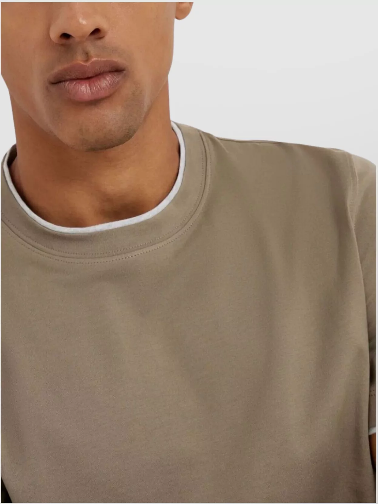 Brunello Cucinelli Cotton Jersey Crew Neck T-shirt With Faux-layering Clothing In Nude
