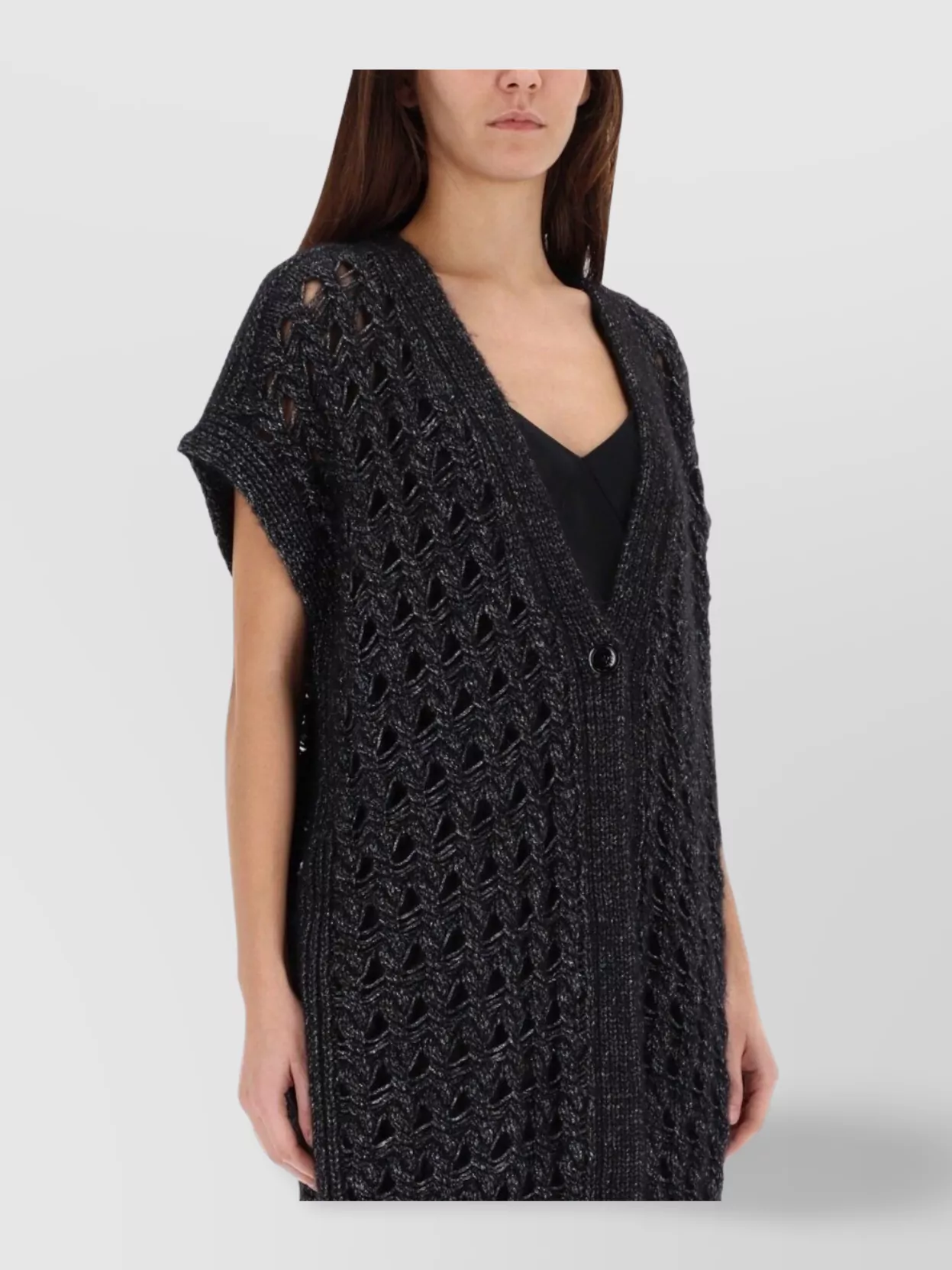 Herno Longline V Neck Short Sleeve Vest In Black