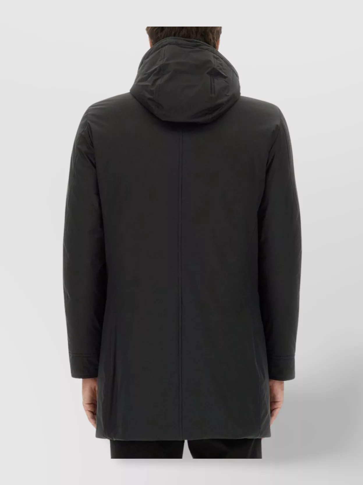 Moorer Hooded Mid-Length Coat Side Pockets