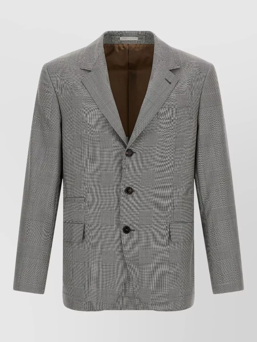 Brunello Cucinelli wool prince of wales single-breasted suit jacket