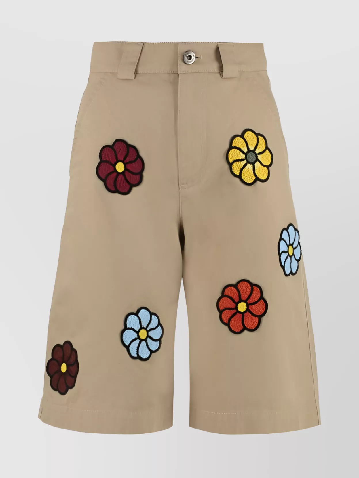 Shop Moncler Genius Floral Embroidered Belt Loop Shorts