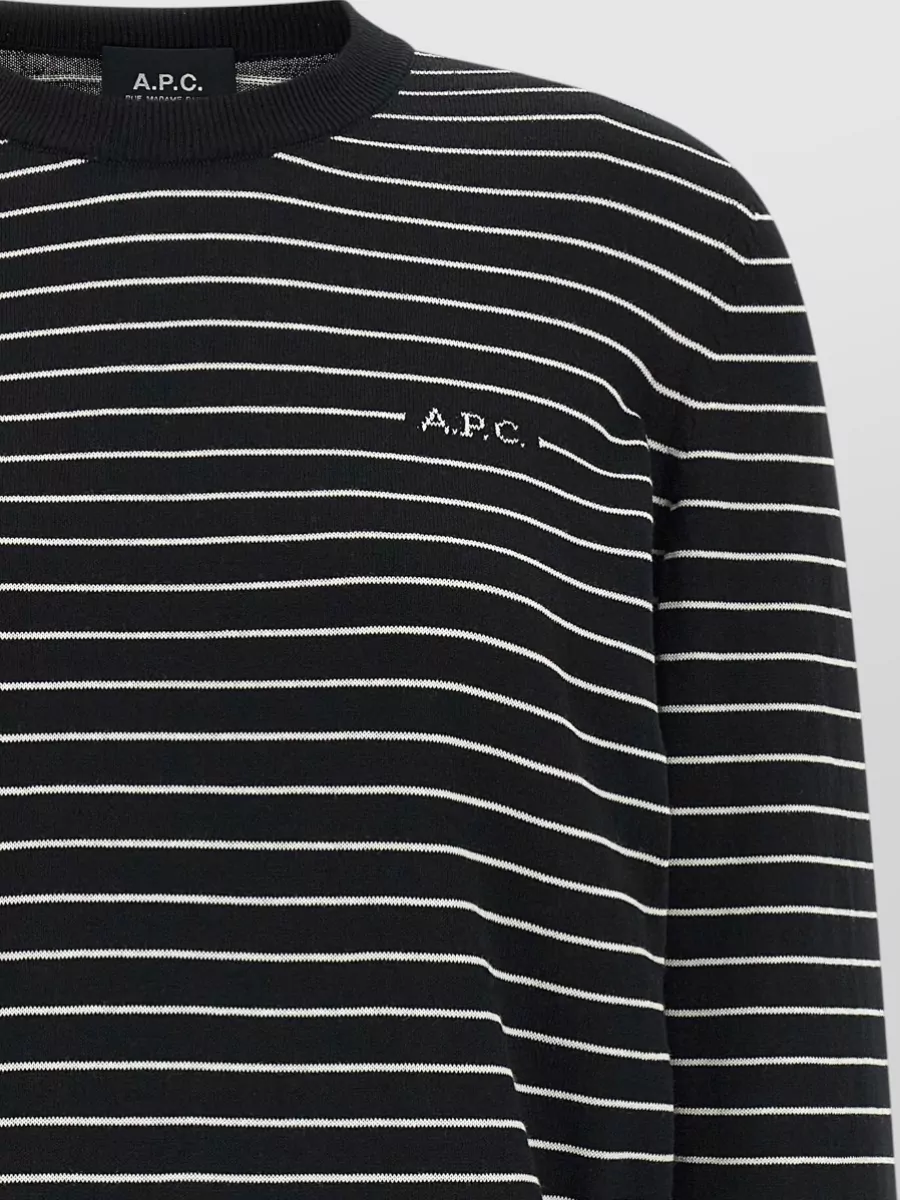 A.p.c. Striped Cotton Crewneck Sweater