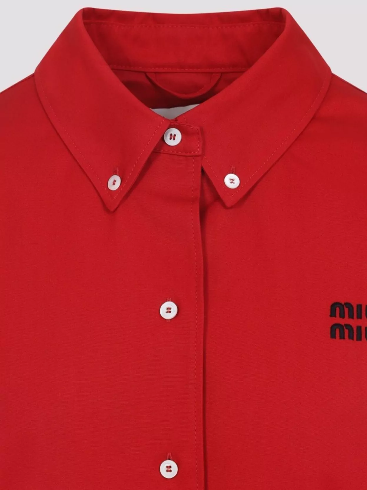 Shop Miu Miu Cotton Jacket With Button-down Collar And Pockets